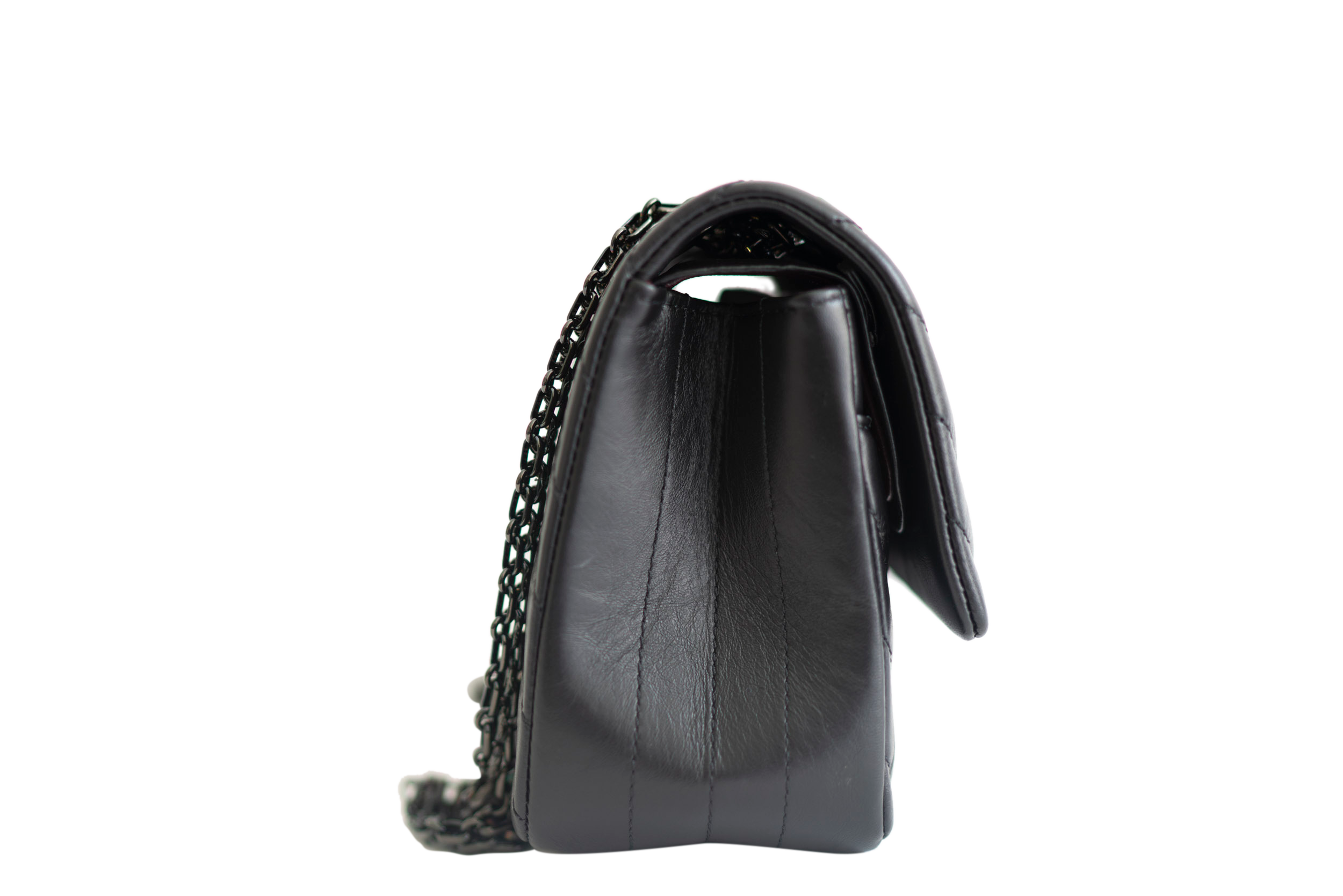 Small 2.55 Reissue Chevron Black Double Flap Bag | Rent Designer Bags