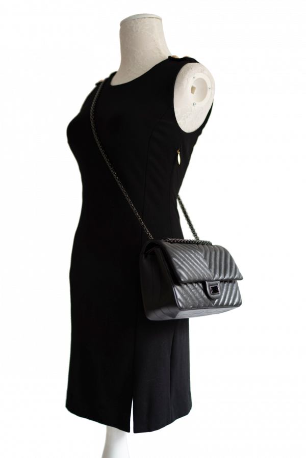 Small Reissue Chevron Black Double Flap Bag | Designer Bags