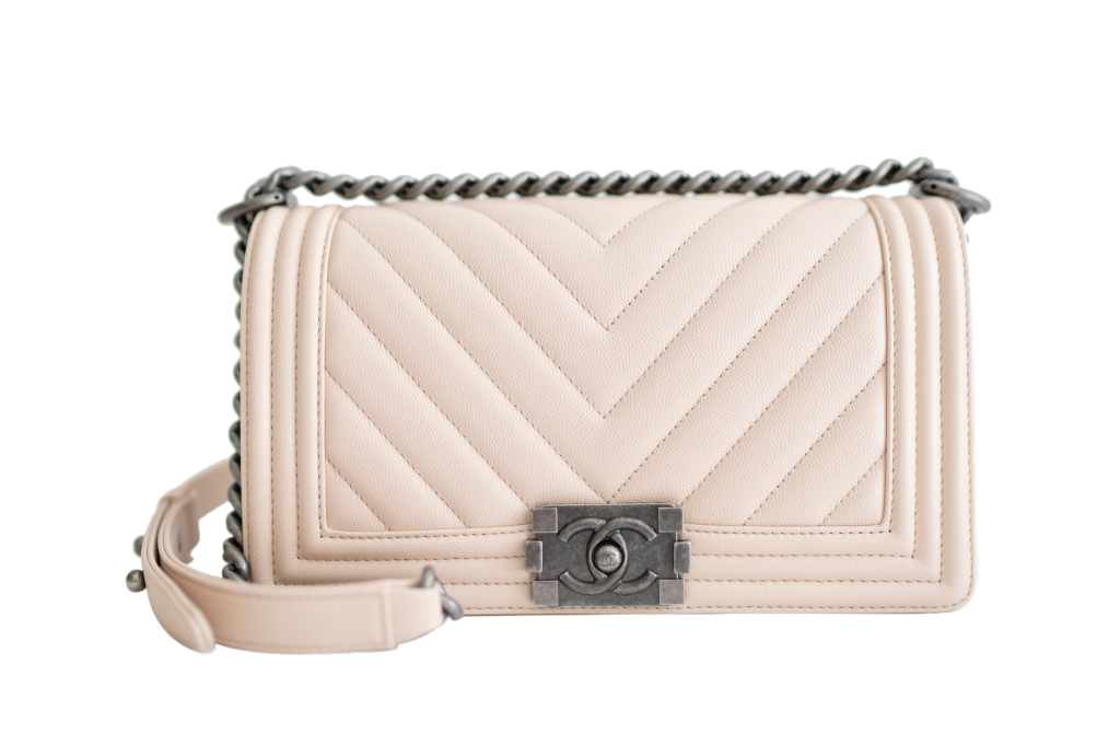 Chanel Light Beige Chevron Quilted Lambskin Medium Boy Bag  eBay