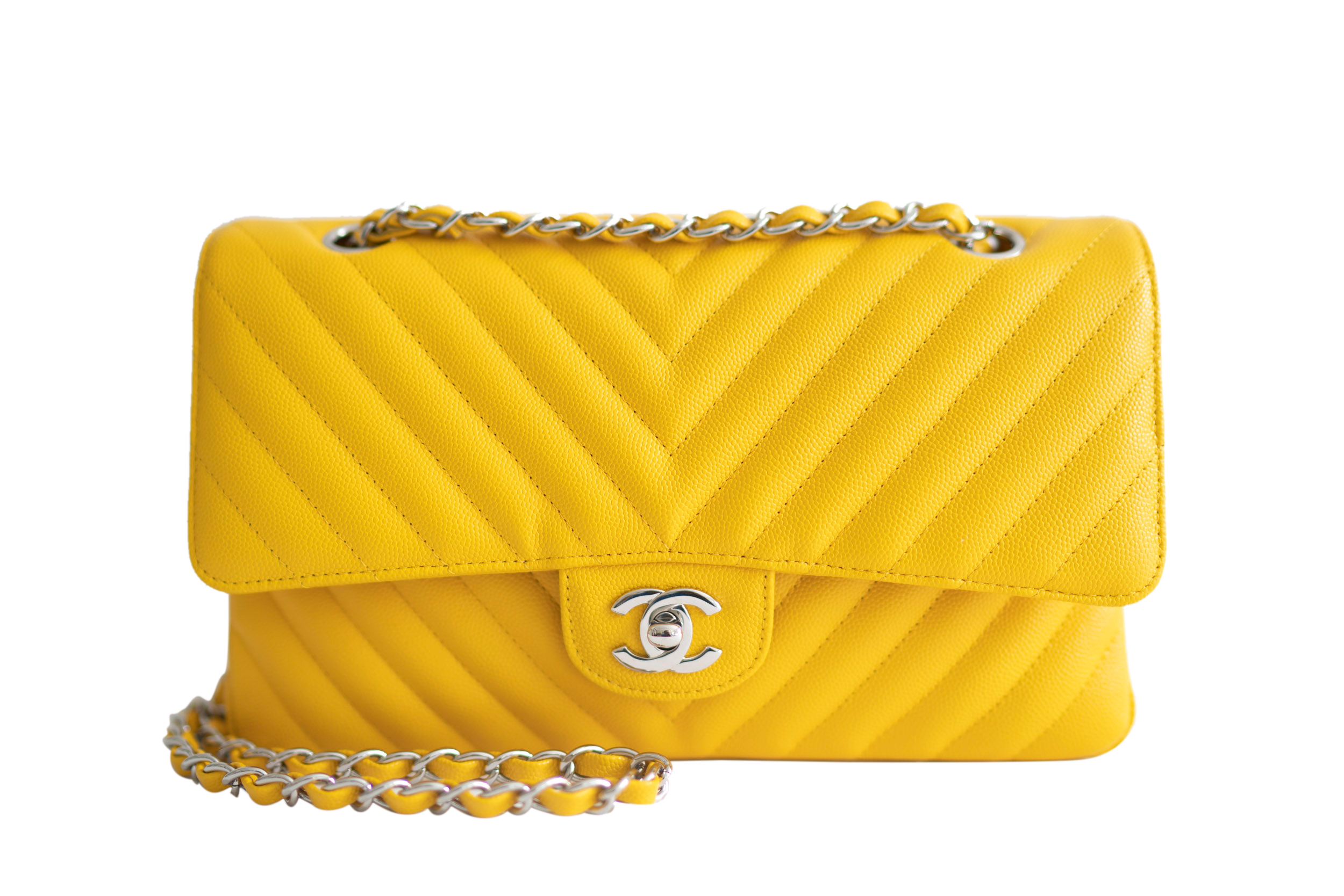 Small flap bag Grained calfskin  goldtone metal yellow  Fashion   CHANEL