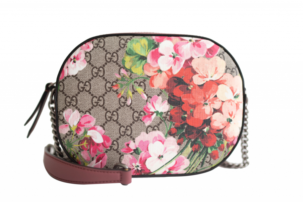 Gucci Pink/Beige GG Supreme Canvas and Leather Blooms Card Case