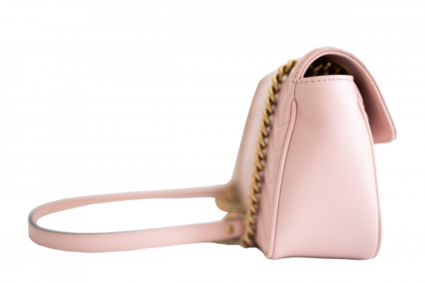 Gucci Calfskin Matelasse Mini GG Marmont Chain Bag Perfect Pink