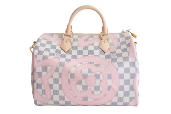 Authentic Louis Vuitton Damier Azur Tahitienne Speedy Bandouliere 30 Rose  Bag
