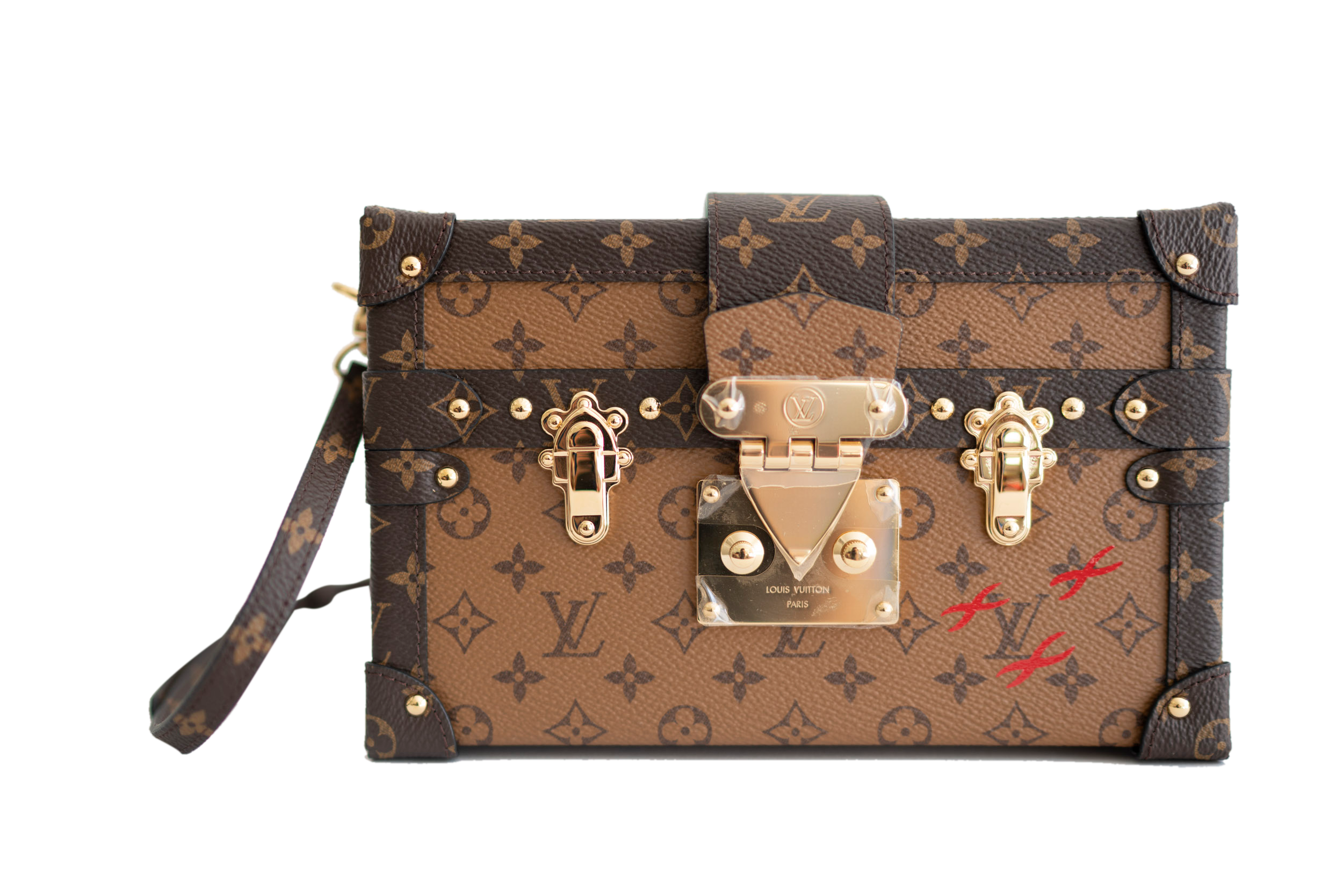 Louis Vuitton Petite Malle Handbag Reverse Monogram Canvas