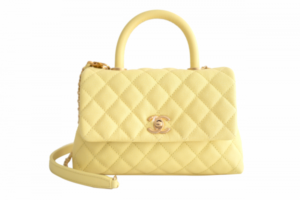 chanel yellow caviar leather mini coco handle flap bag x